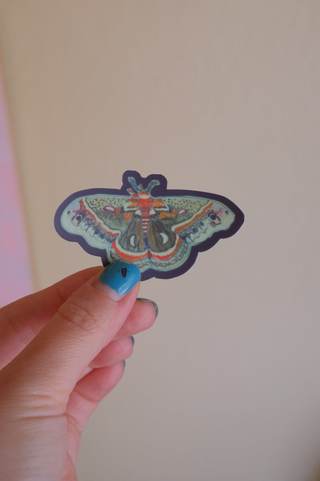 Glow in the dark Cecropia Moth Sticker