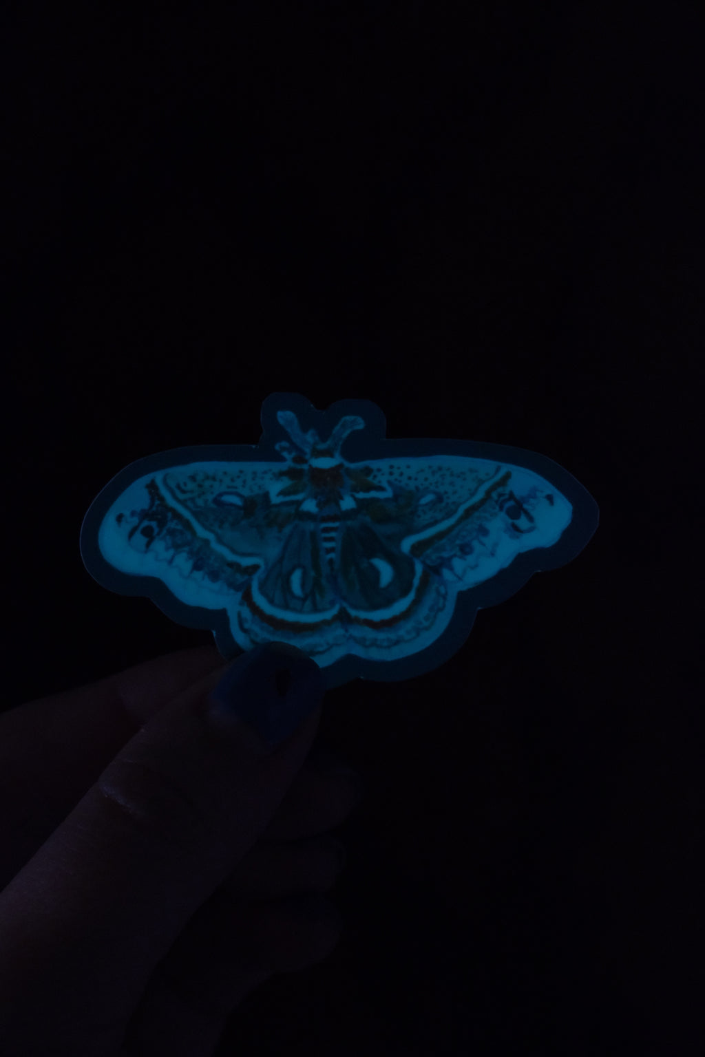 Glow in the dark Cecropia Moth Sticker