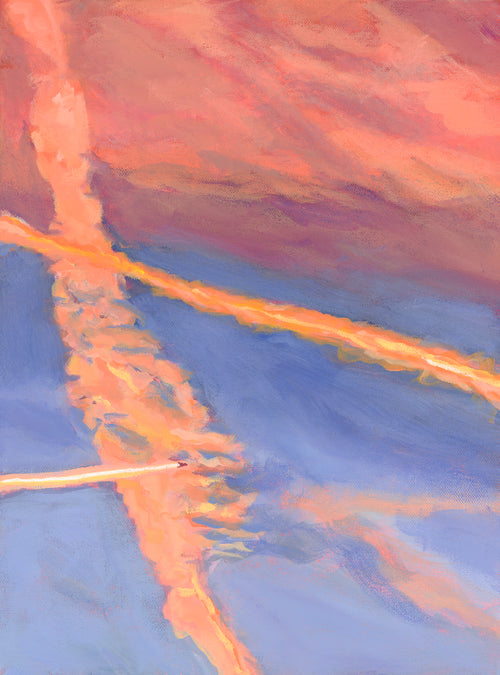 Abstract artwork with orange and blue colors