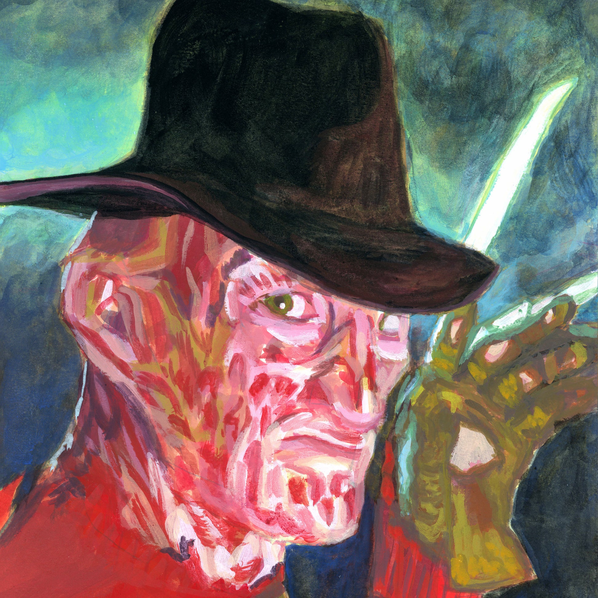 Framed Freddy Krueger Original Painting