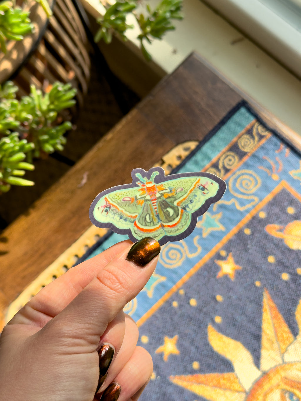 Glow in the dark Cecropia Moth Sticker